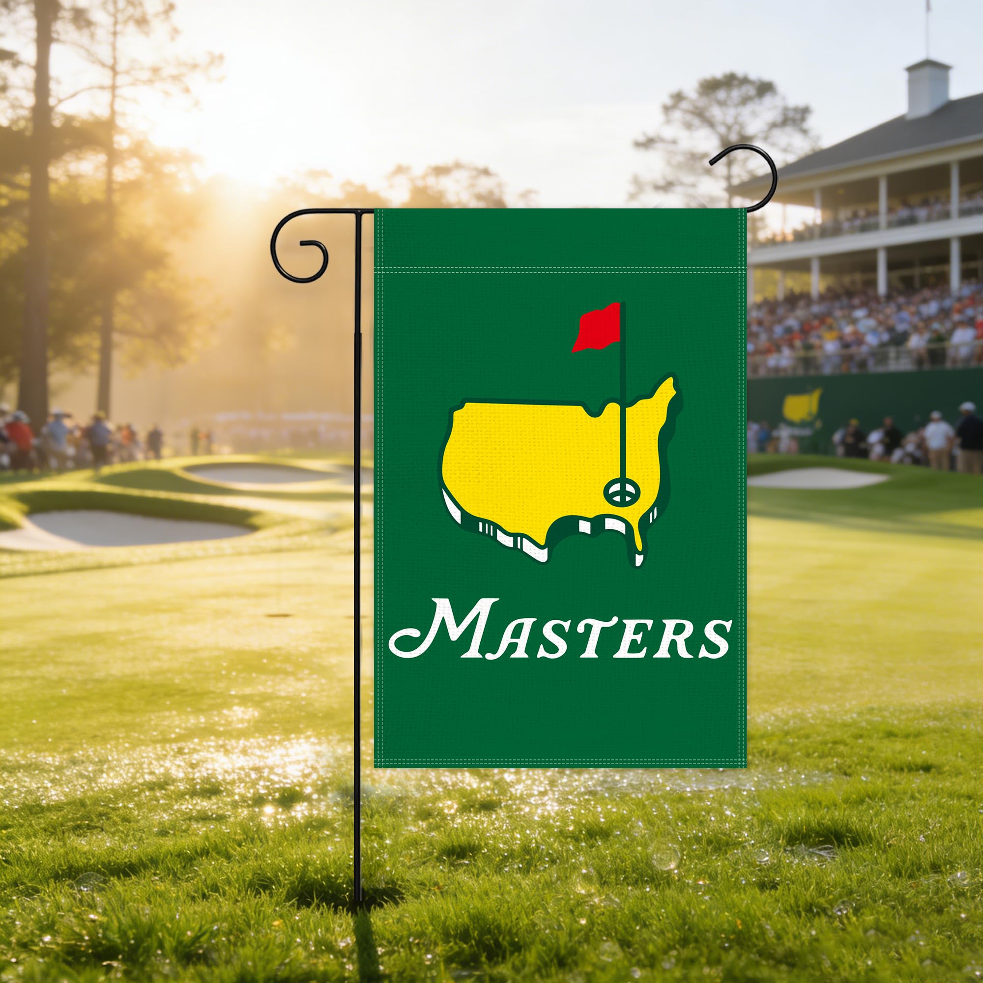 Generic Masters Green Golf Garden Flag enhances yard decor with rustic golf motif