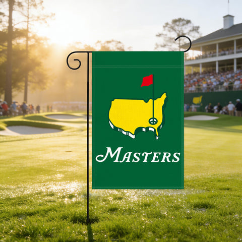 Generic Masters Green Golf Garden Flag enhances yard decor with rustic golf motif
