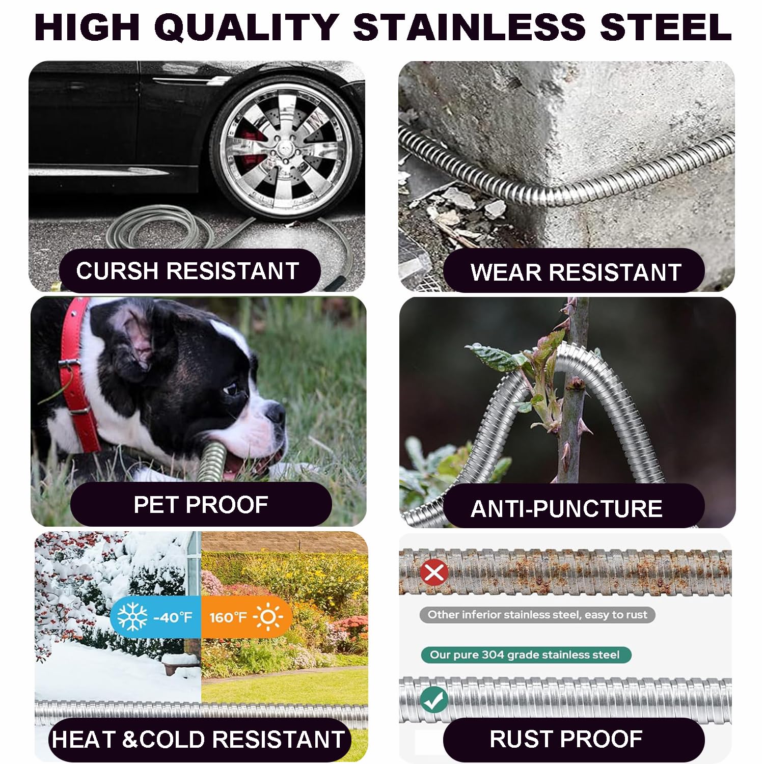 Generic Metal Garden Hose lightweight design makes handling effortless.