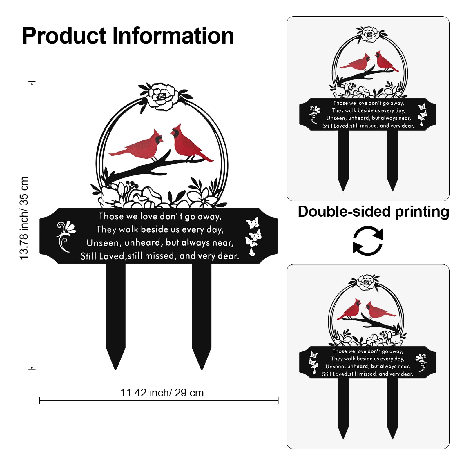 Generic metal memorial stake ensures durability in all weather.