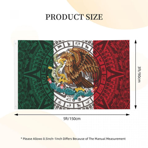 Generic Mexican Flag showing brass grommets and reinforced stitching for secure hanging