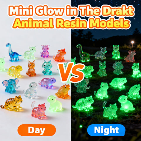 Generic glow-in-the-dark resin animals ideal for aquarium accents and micro landscapes.