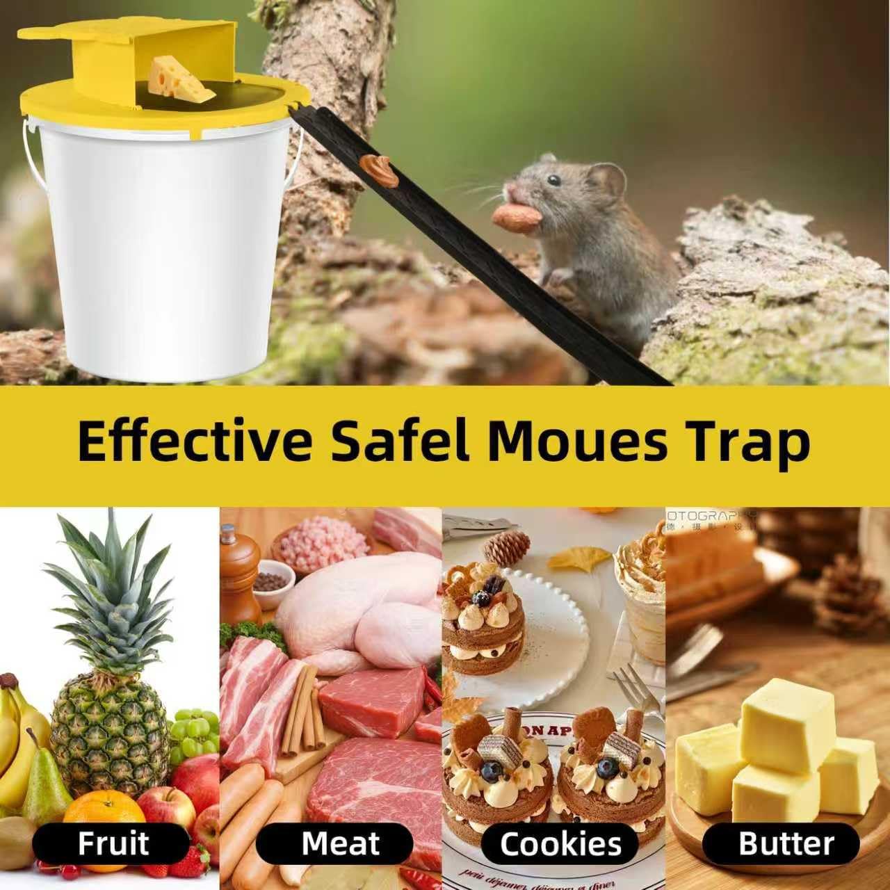 Generic Mouse Trap Bucket Lid in garden setting ready for pest control.