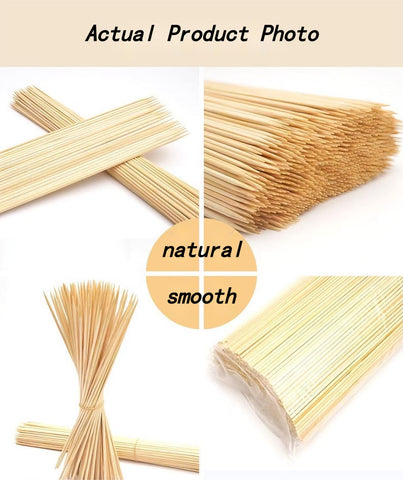 Generic bamboo skewers for campfire, grill, and picnic use.
