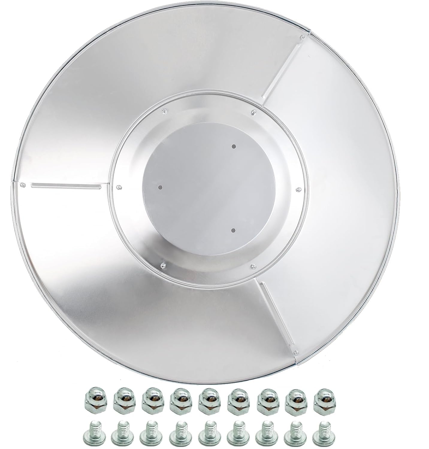 Generic NCZH 33-inch round patio heater reflector shield, front view, heat direction enhanced outdoors.