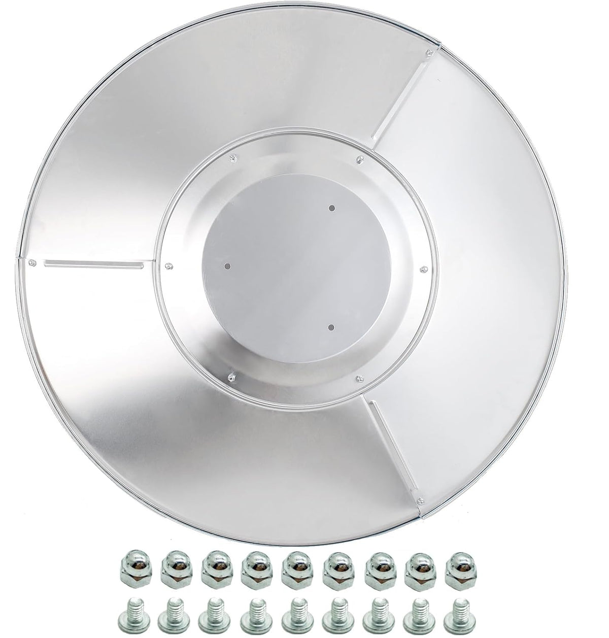 Generic NCZH 33-inch round patio heater reflector shield, front view, heat direction enhanced outdoors.