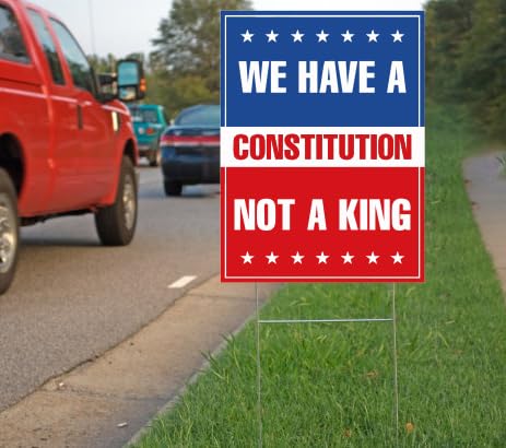 Generic No Kings In America protest sign with H-stake ready for stable outdoor display.
