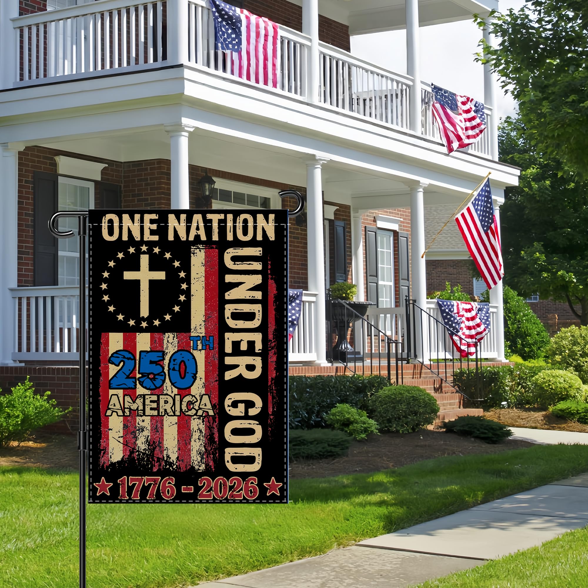 Generic patriotic yard decor flag ideal for garden, yard, balcony, and patio.