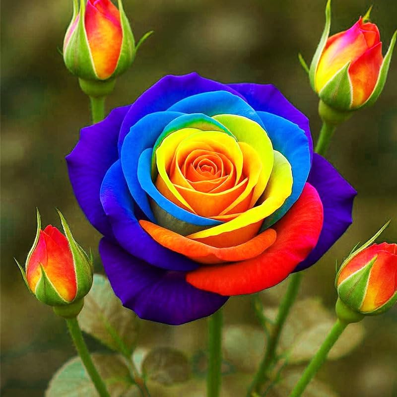 Generic Rainbow Rose seeds ideal for a cutting garden with variable rainbow blooms.