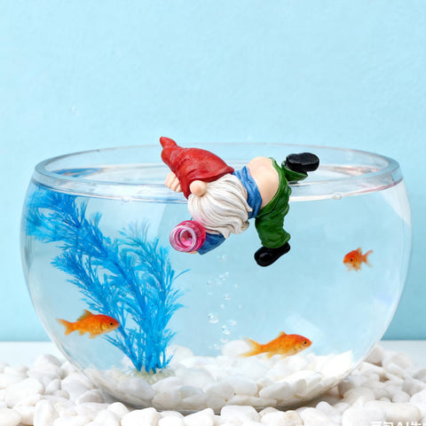 Generic red hat blue clothes gnome adds personality to flower beds