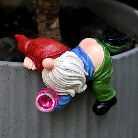 Generic resin garden gnome planter hanger enhances pots with playful charm