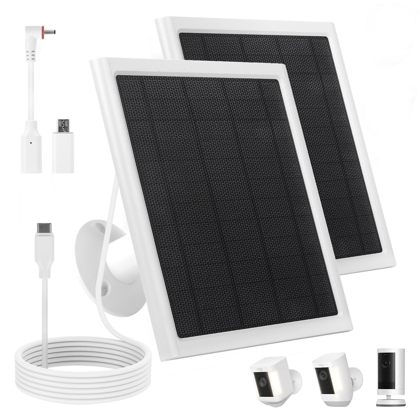 Generic Ring solar panel 8W front view powering outdoor cameras.
