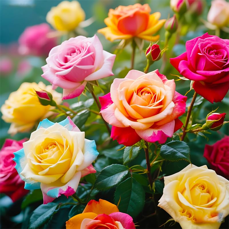 Generic rose seeds mix container garden idea for patios and balconies.