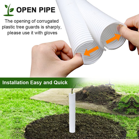 Generic sapling protector wrap demonstrating easy installation around a small tree
