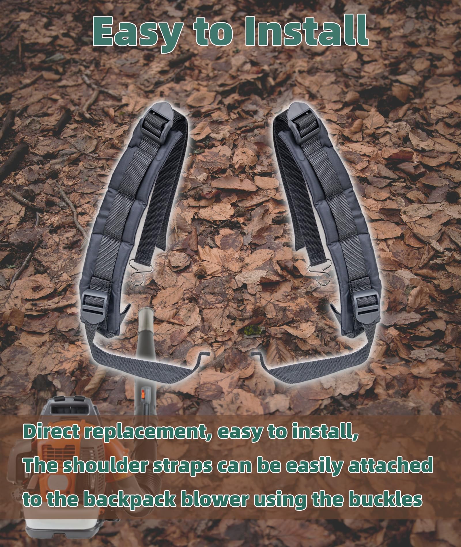 Generic harness in use with Husqvarna blower showing comfortable weight distribution