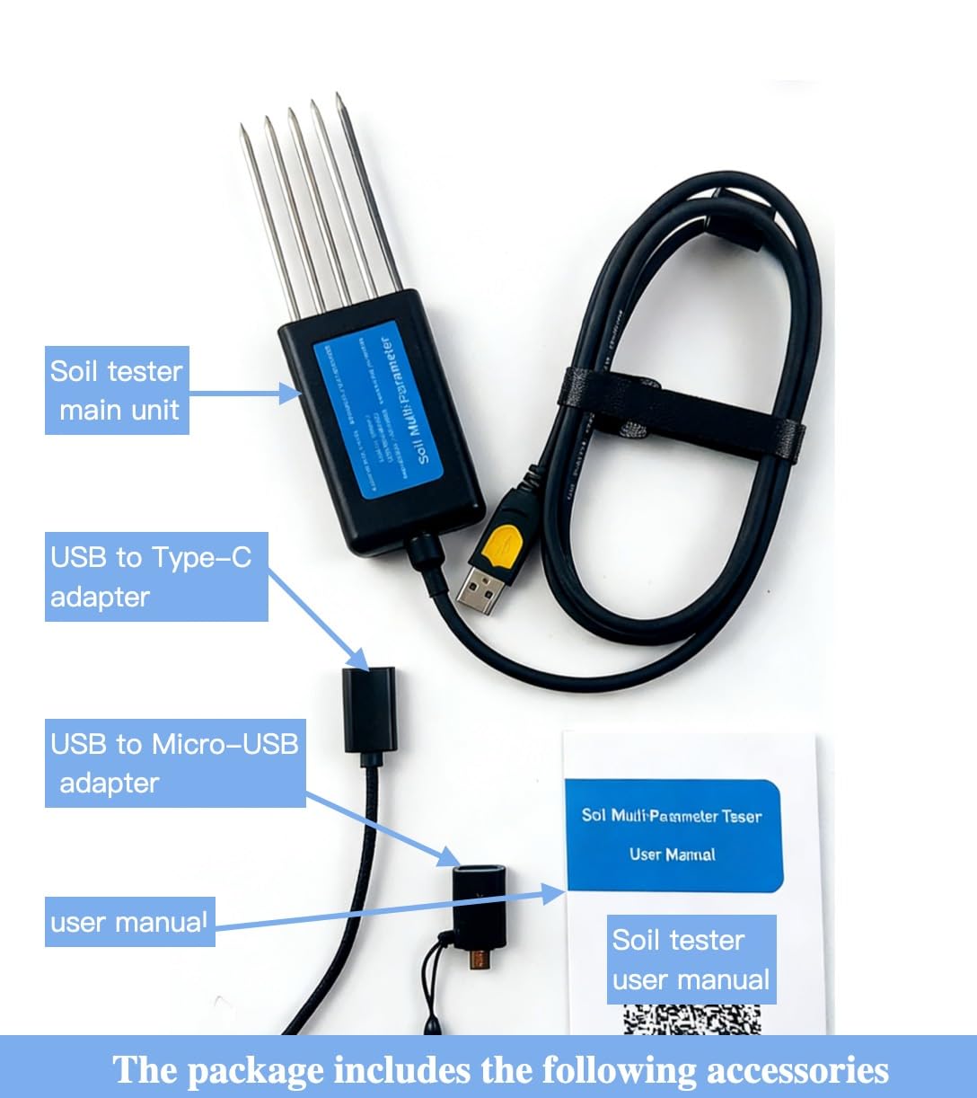 Generic soil tester for Android app integration enhances data tracking.