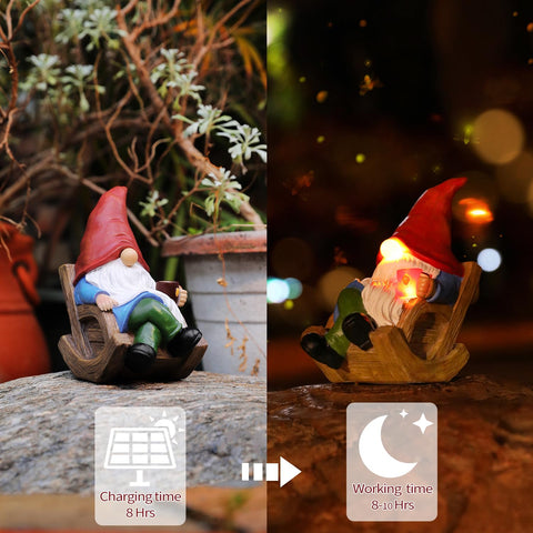 Generic Solar Garden Gnome in garden setting brightens yard appeal