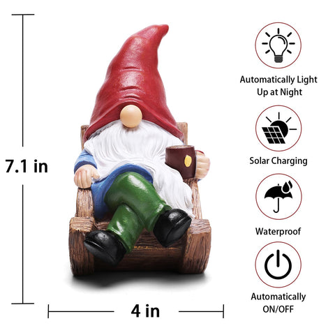 Generic Solar Garden Gnome glow detail highlights ambient light in evening