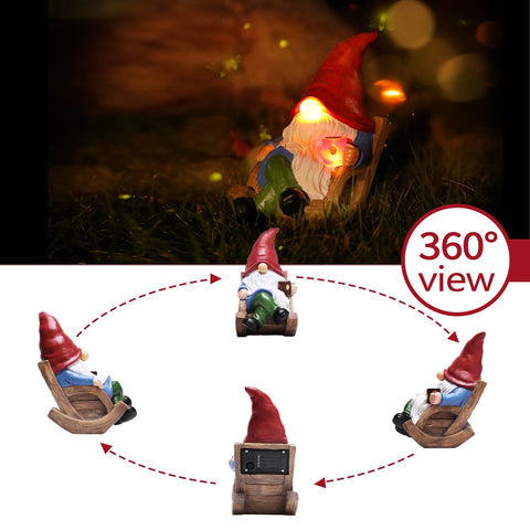 Generic Solar Garden Gnome rocking chair design adds cozy patio charm