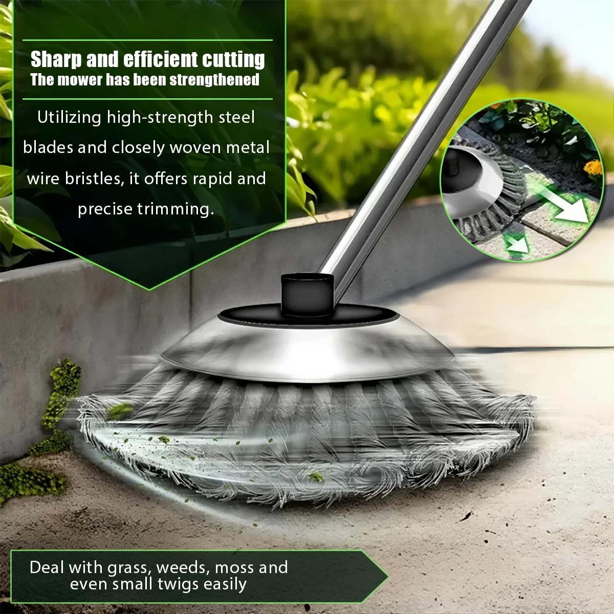 Generic steel wire trimmer head shows 5.5mm bore compatibility
