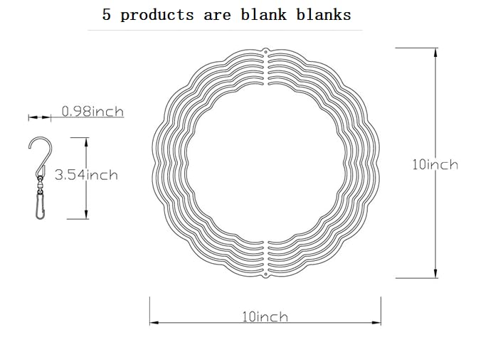 Generic ten-inch sublimation wind spinner blank close-up coating highlights durable aluminum finish for outdoor use
