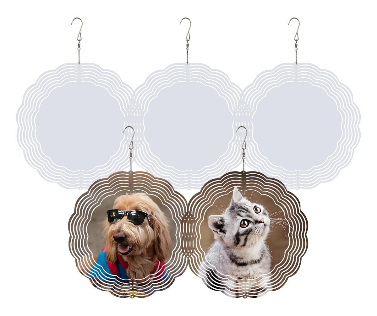 Generic ten-inch sublimation wind spinner blank front shows double-sided surface for vibrant designs
