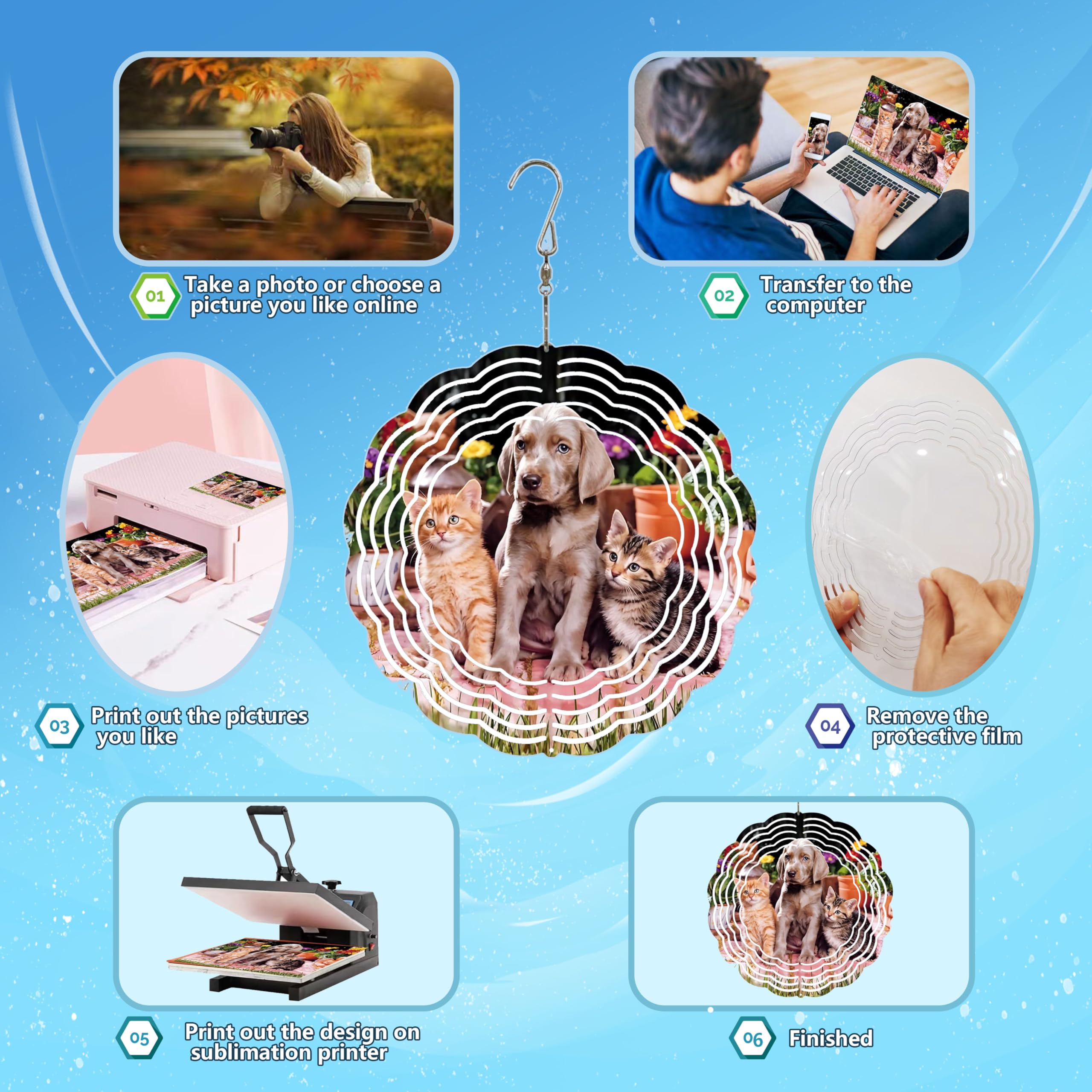 Generic ten-inch sublimation wind spinner blank packaging demonstrates scratch-free protection during transit