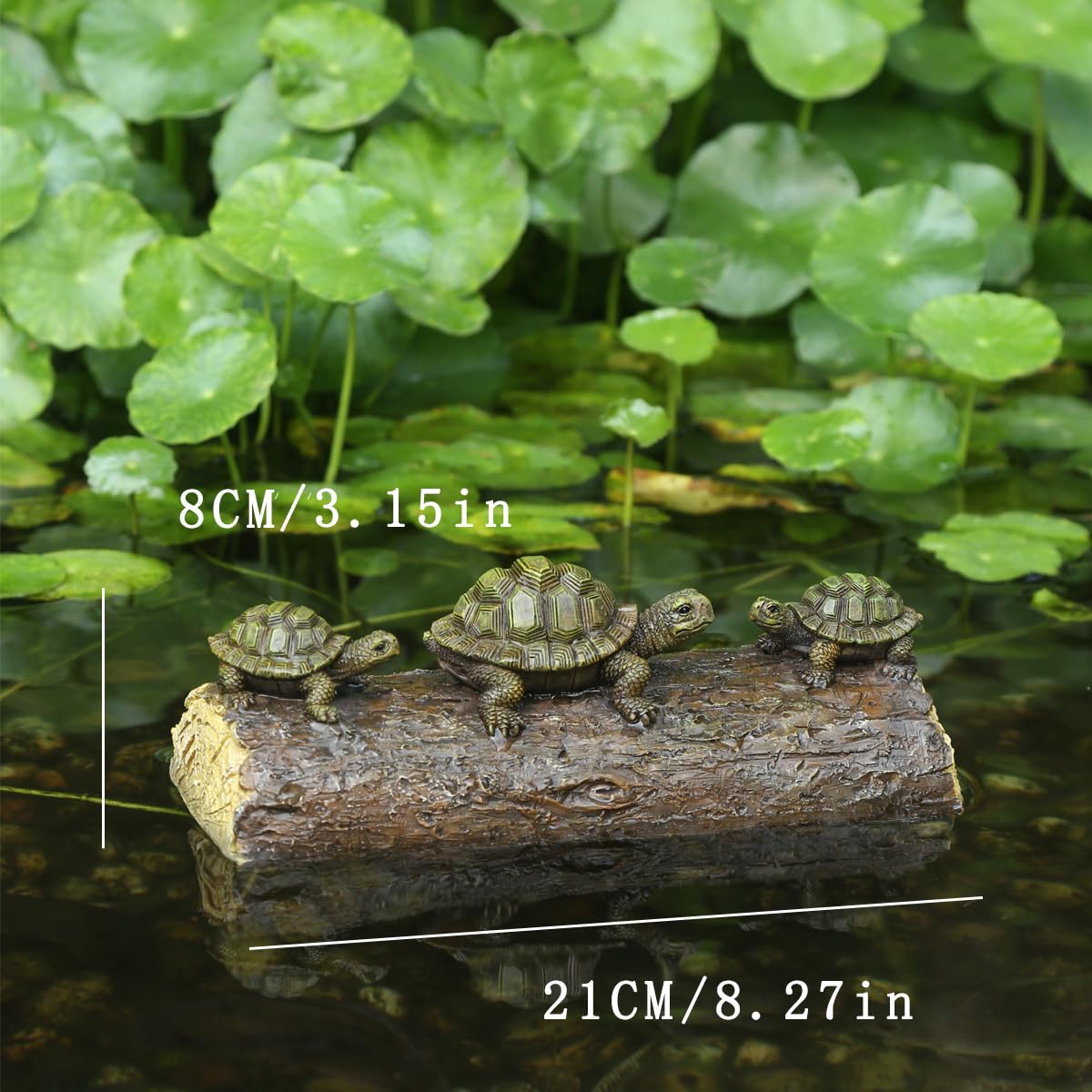 Lifelike three turtles add gentle movement and natural vibe to water features.