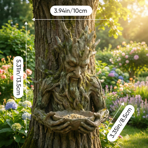 Generic Tree Face Bird Feeder secure bowl design provides safe feeding for visitors.