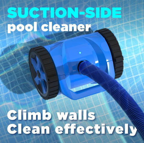 Generic turbine pool cleaner basic set components laid out for setup