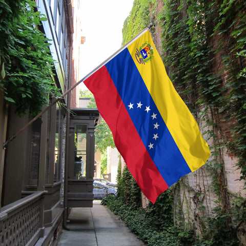Generic Venezuela flag garden decor adding color to yard or patio.