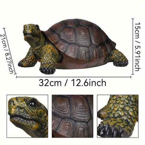 Generic waterproof turtle ornament beside a pond enhances tranquil water features.