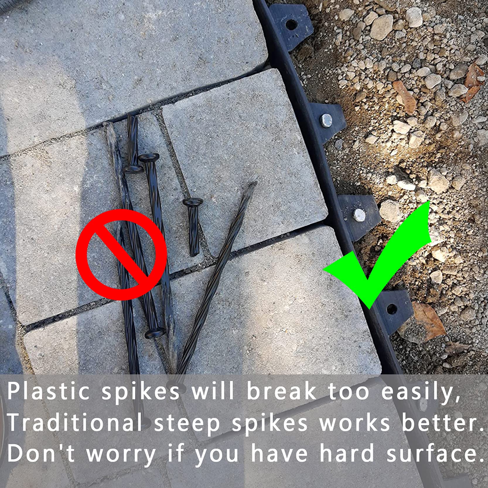 Generic weed barrier anchor spike keeps fabric in place on soil