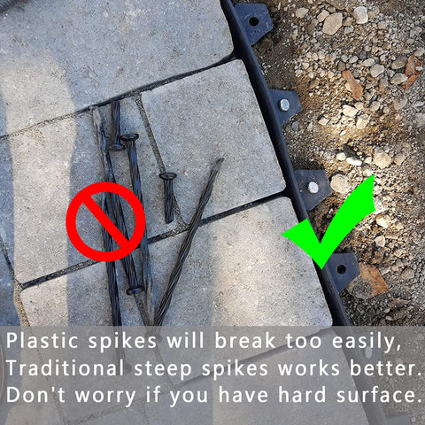 Generic weed barrier anchor spike keeps fabric in place on soil