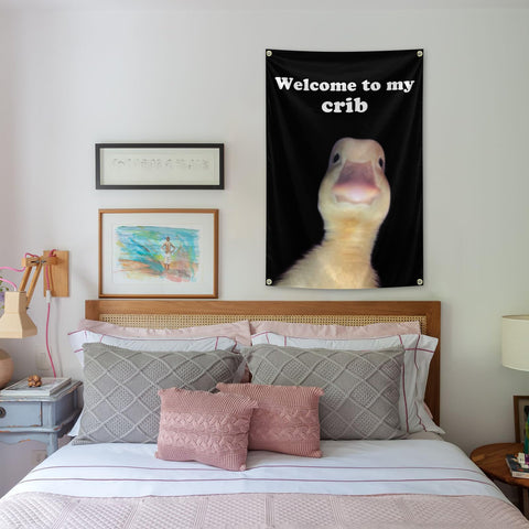 Generic Welcome to My Crib Flag enhances bedroom decor with crisp print.