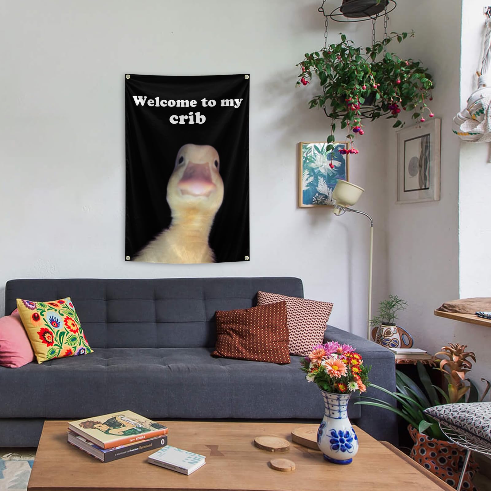 Generic Welcome to My Crib Flag suitable for indoor and outdoor use.