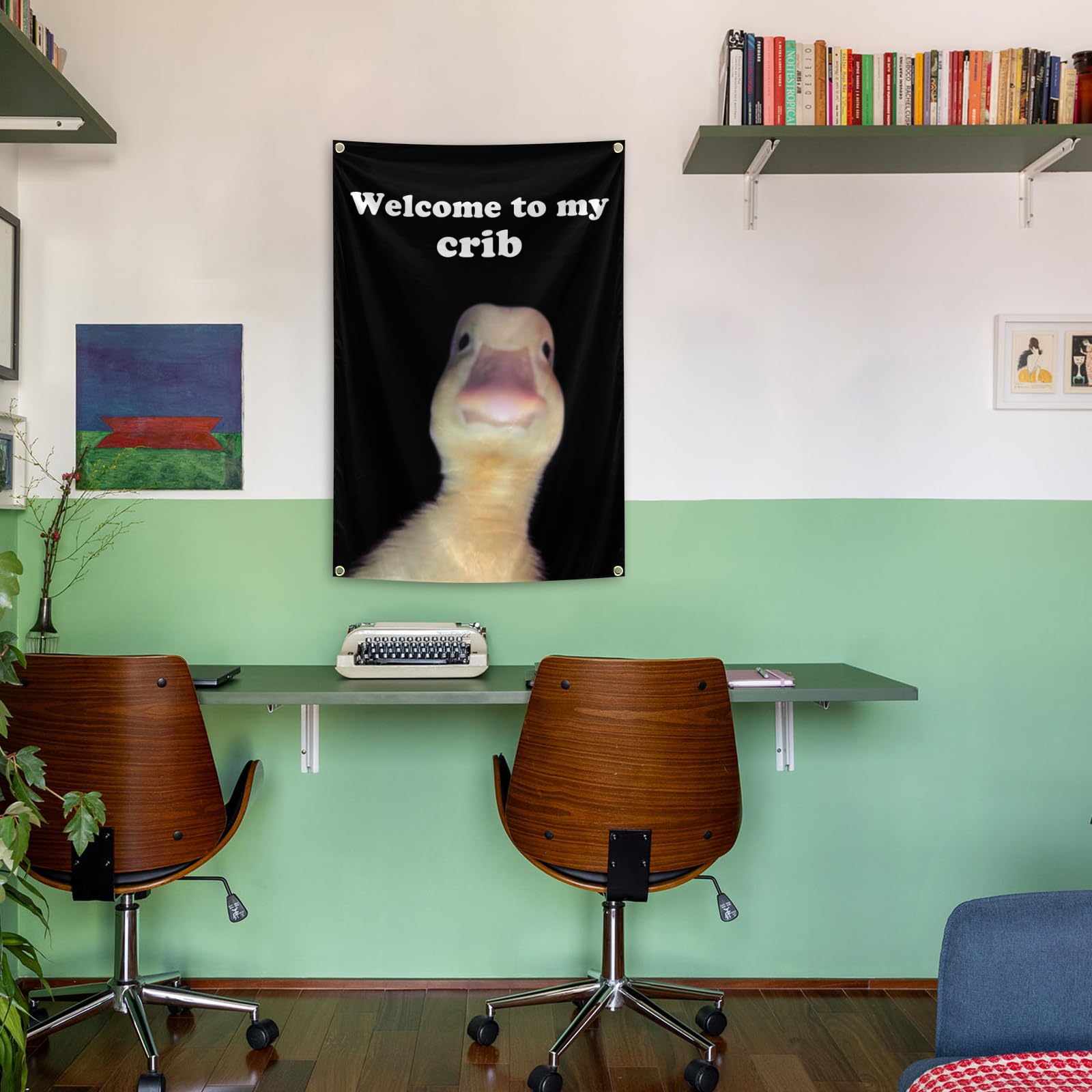 Generic Welcome to My Crib Flag serves as a party decoration option.