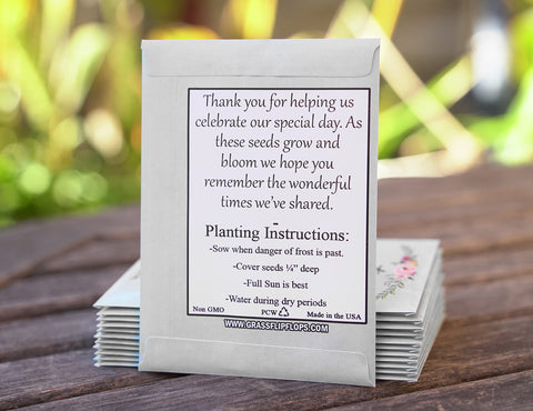 Generic wildflower seed pack in hand, inspiring garden growth and memorable favors.