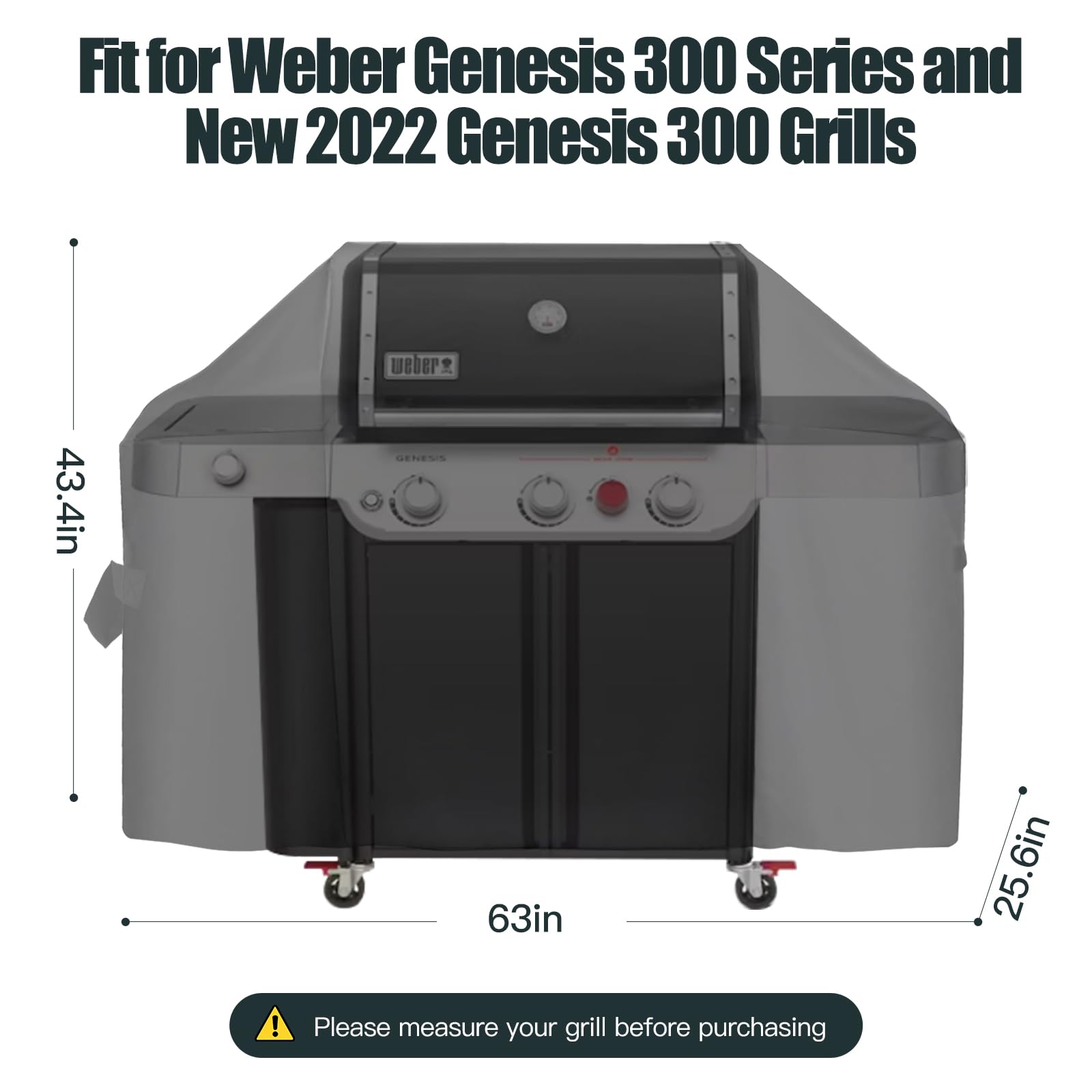 Windproof strap system secures the generic grill cover during gusts.