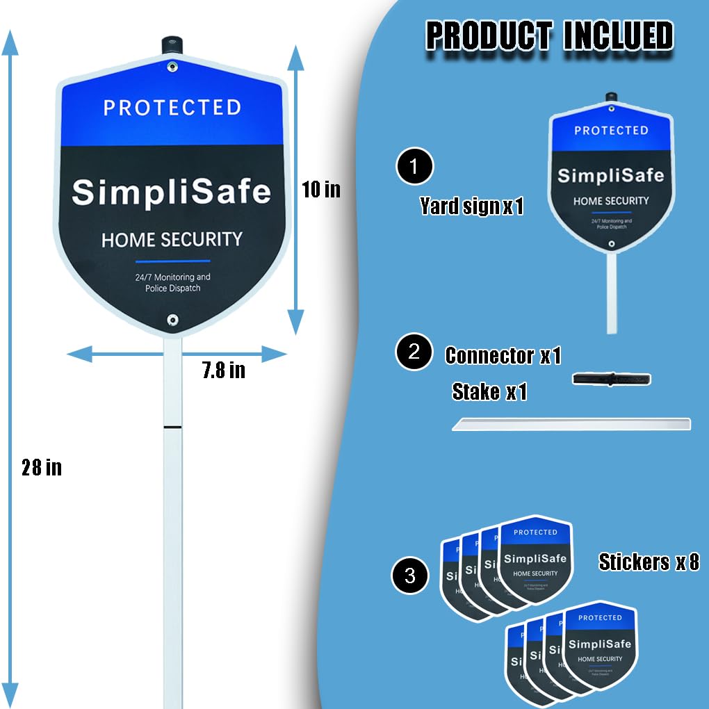 Generic Yard Sign with 8 Window Stickers included enhances visibility and deterrence options.