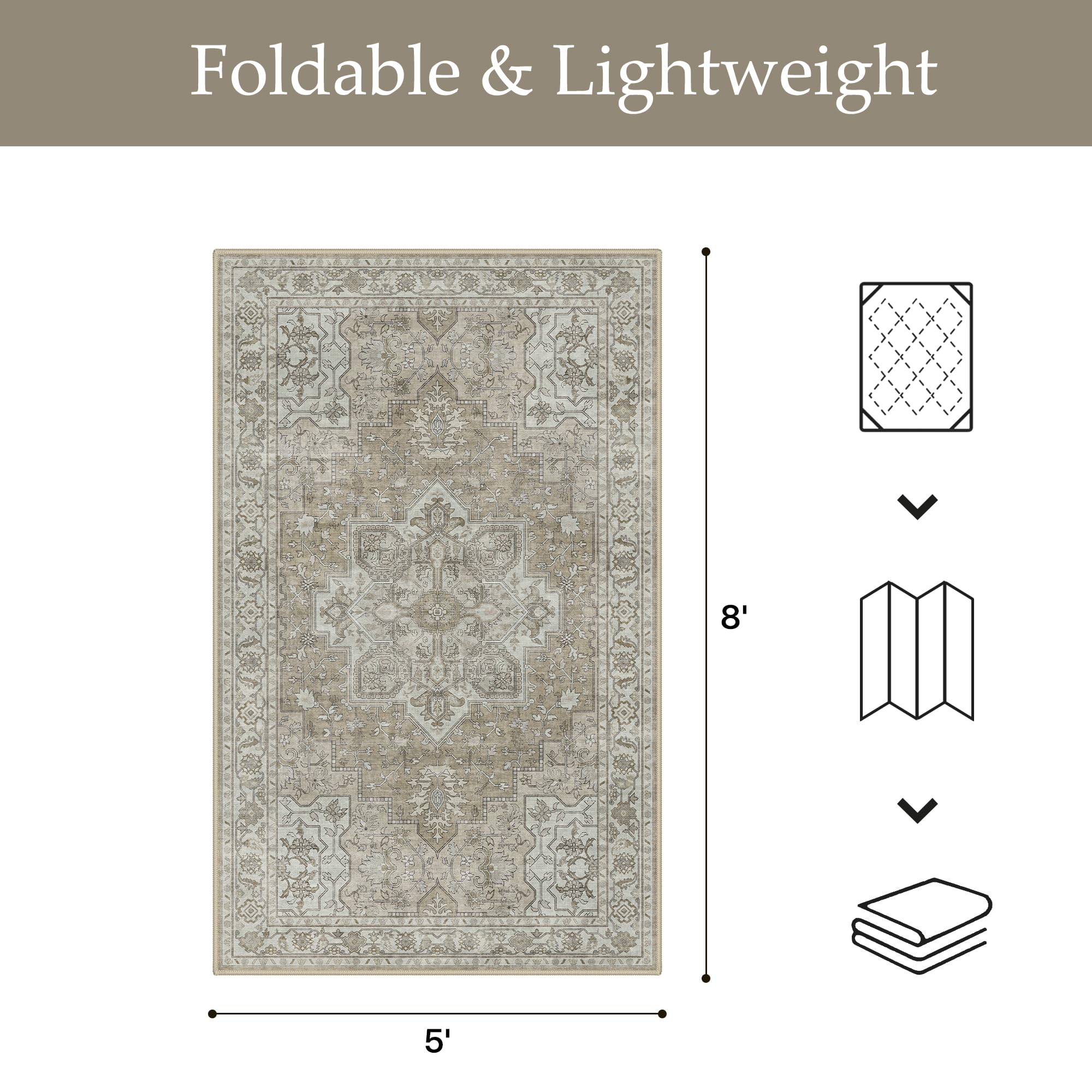 GENIMO boho floral pattern rug for a stylish patio or living area