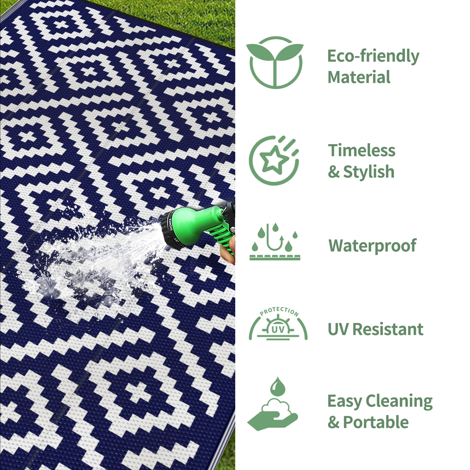 Genimo stain-resistant surface cleans quickly after outdoor meals or spills.