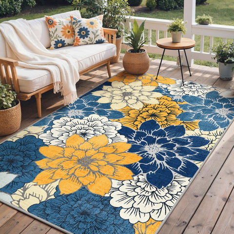 GENIMO floral-pattern rug for patio adds vibrant style and easy care