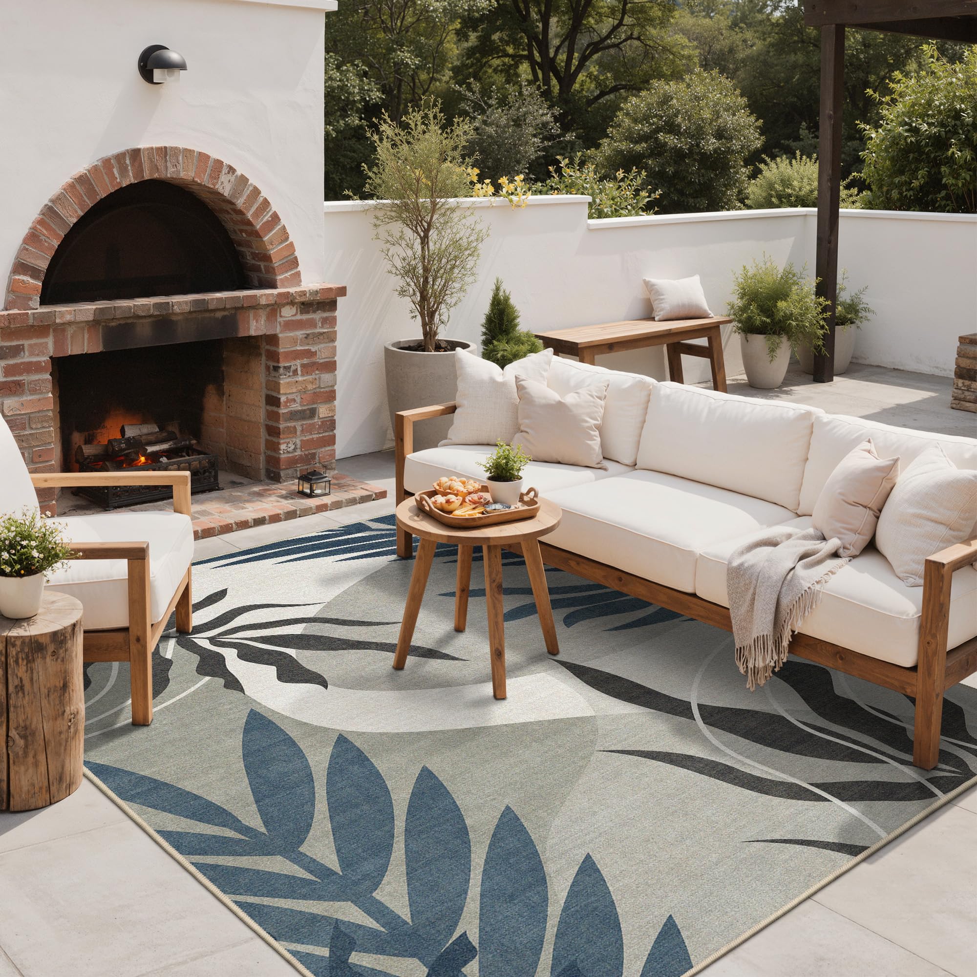 GENIMO indoor-outdoor-use rug fits patios, living rooms, decks, and RVs.