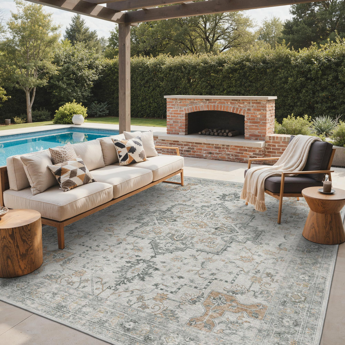 GENIMO outdoor-indoor area rug 8x10 with plush chenille texture for versatile spaces