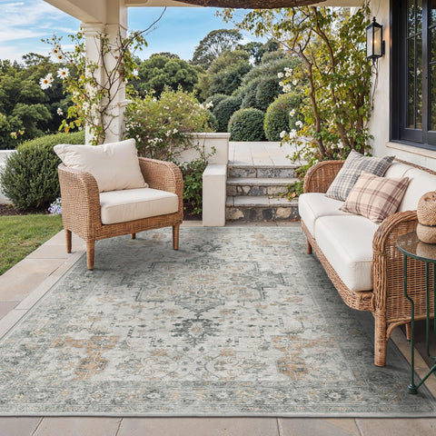 GENIMO outdoor indoor rug 5x8 waterproof for patios and living spaces, quick-dry and easy to clean