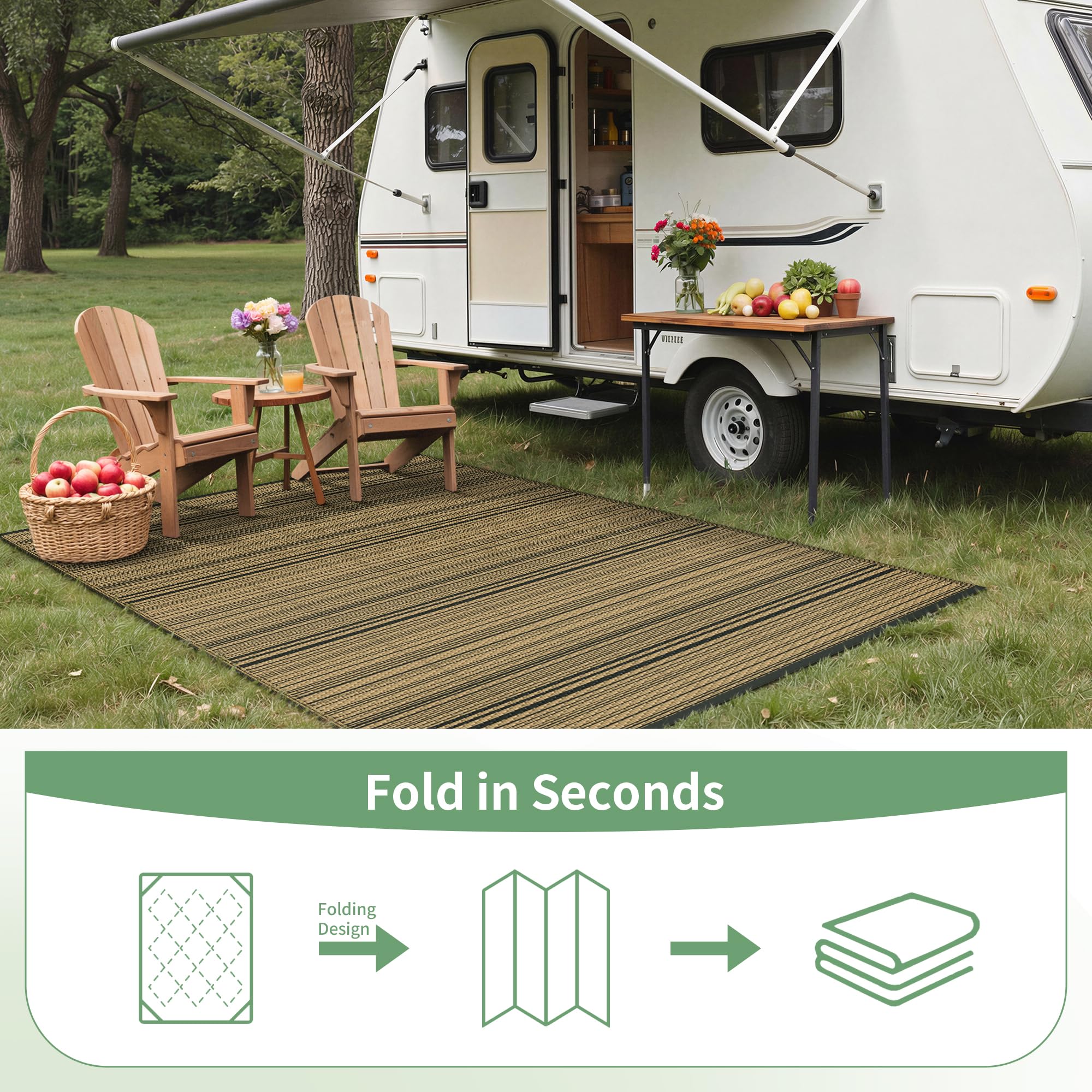 GENIMO outdoor carpet suited for patio, balcony, RV, and camping setups