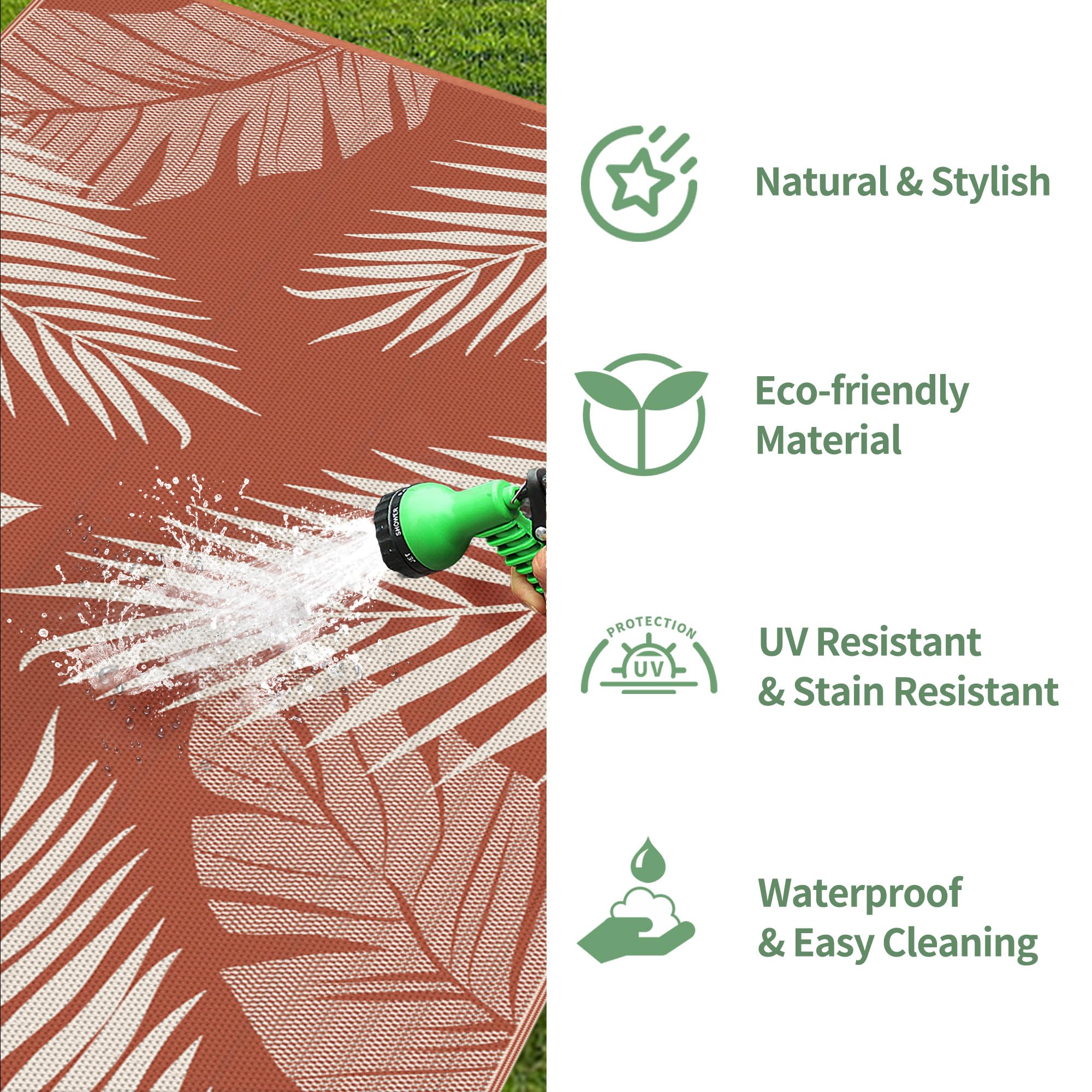 GENIMO rug breathes and dries quickly after outdoor use.
