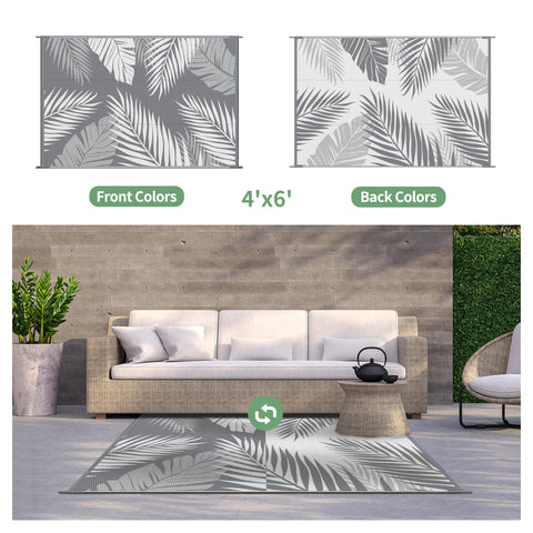 GENIMO double-sided grey and white rug for versatile outdoor styling