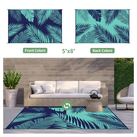 GENIMO outdoor rug double-sided pattern offers versatile styling for decks